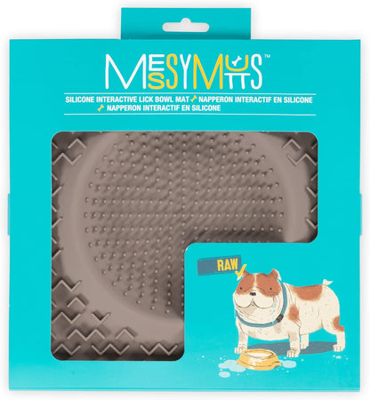 Messy Mutts Silicone Therapeutic Licking Bowl Mat | 10" x 10" | Slow Feeder Mat for Boredom & Anxiety | Lick Pad for Dogs & Cats (Blue)