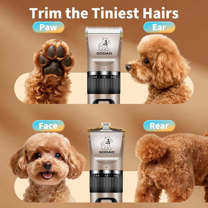 Dog Clippers for Grooming,Dog Grooming Kit for Heavy Thick Hair&Coats/Low Noise Rechargeable Cordless Hair Trimmer/Pet Shaver with Paw Trimmer for Small & Large Dogs Cats