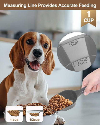 2 PACK Dog Food Scoop,1 Cup Capacity Pet Food Scoop With Measuring Lines For Dog, Puppy and Cat (Black)