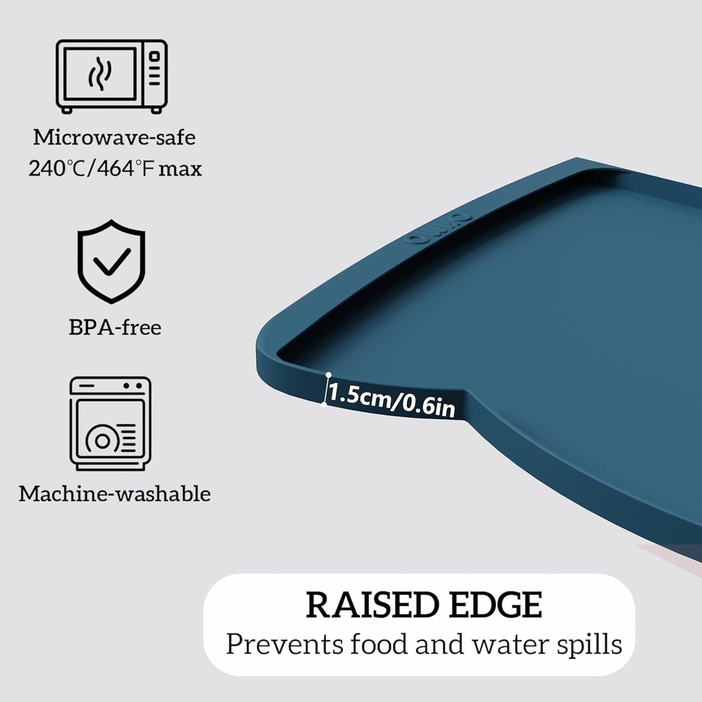 OHMO - Cat Food Mat, Silicone Pet Feeding Mat for Floor Non-Skid Waterproof Dog Water Bowl Tray, Easy to Clean Pet Placemat (Erythrinus, 18 * 9.8'')