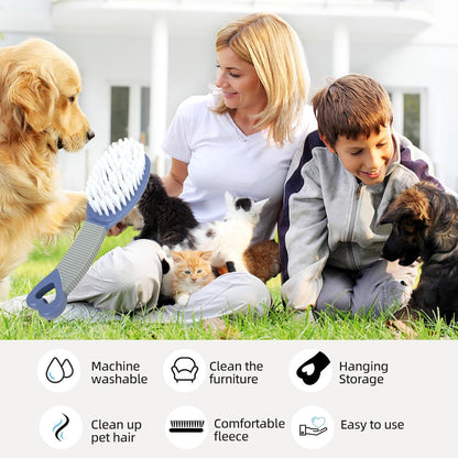 Blue Dog Brush for Shedding Pet Grooming Tool for Short Haired Dogs and Cats Remove Loose Hair Knots Tangles Clothes Sofa Furniture Pet Hair Removal Brush
