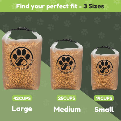 Pet Food Storage Bag for Travel - Transparent Leak-Proof Dog Food Container with Roll-Top Closure, Keeps Kibble Fresh for Camping Trip, Dog Boarding, Weekend Getaways (14 Cups)