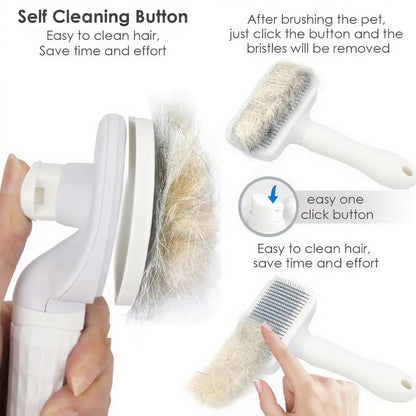 Self-Cleaning Slicker Brush, Dog Cat Bunny Pet Grooming Shedding Brush, Easy to Remove Loose Undercoat, Pet Massaging Tool Suitable for Pets with Long or Short Hair (Black)
