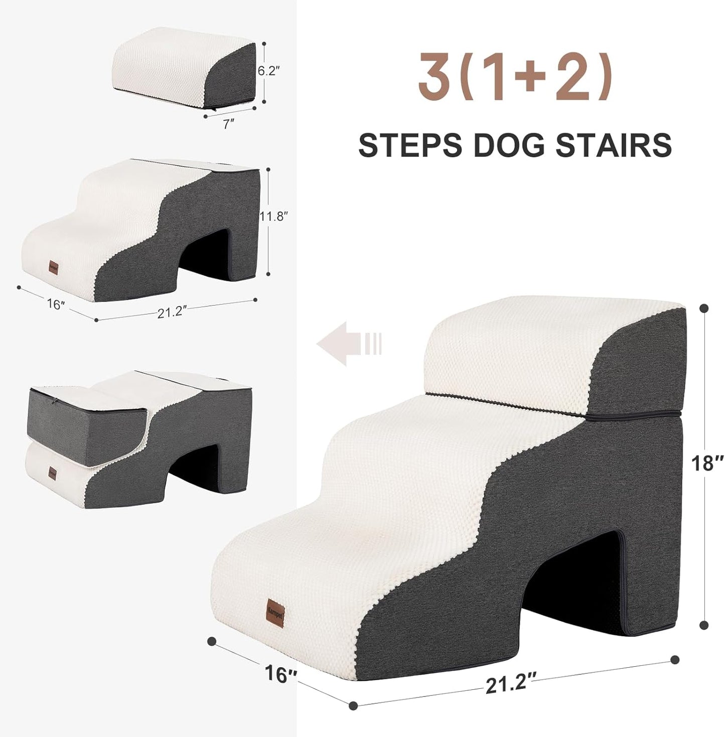 Garnpet Dog Stairs for High Beds, 4-Step Dog Steps for Small Dogs and Cats, Foldable Pet Stairs for High Bed Climbing, Non-Slip Balanced Pet Step Indoor, Dark Grey