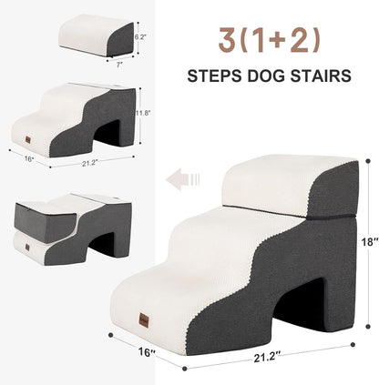 Garnpet Dog Stairs for High Beds, 4-Step Dog Steps for Small Dogs and Cats, Foldable Pet Stairs for High Bed Climbing, Non-Slip Balanced Pet Step Indoor, Dark Grey