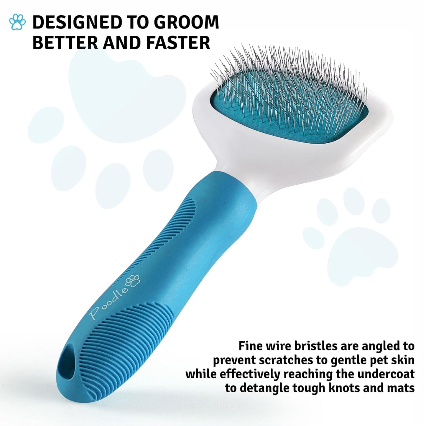 Poodle Pet Slicker Brush - For Dogs, Cats, Rabbits - Matted/Loose Fur, Knots - Suitable for Doodle/Goldendoodle Grooming and Shredding Short/Long Hair