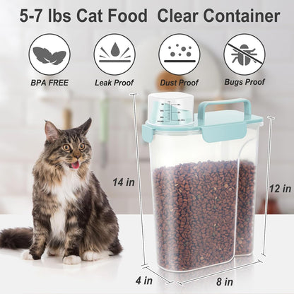 Dog Cat Food Storage Container, Pet Food Container Airtight with Large Spout & Cup, BPA-Free Plastic Food Dispenser for Pet Food, Bird Seed, Rice, Flour - Pink 2.5-5lb (1 pack)