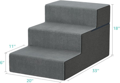 YENING Large Dog Stairs for High Beds - Extra Wide Pet Steps for Large Dogs to Get on Tall Bed 3 Deep Step Cat Ramp for Couch