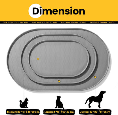 Conlun Dog Food Mat,1/2 Inch Raised Edges Cat Feeding Mat,BPA-Free Silicone Pet Mats for Floor Waterproof,Rubber Placemats for Food and Water Bowls(Natural Tan,18.9"x11.8")