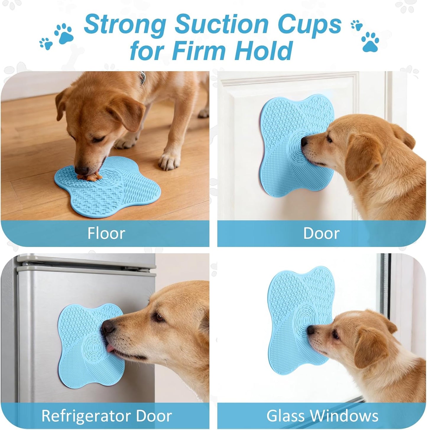 Lick Mat for Small Dogs with Suction Cups, Dog Lick Mat for Anxiety Relief, Slow Dog Feeder and Cat Licking Mat for Boredom Reducer, 1 Pack (Blue)