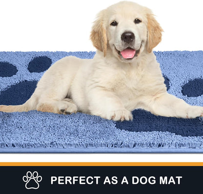 PURRUGS Dirt Trapping Door Mat 20" x 31.5", Non-Skid/Slip Machine Washable Microfiber Entryway Rug, Dog Doormat, Super Absorbent Welcome Mat for Muddy Wet Shoes and Paws, Grey