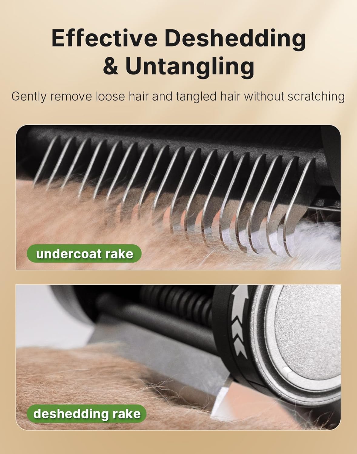 4-in-1 Cat Brush for Shedding, Undercoat Dog Grooming Rake for Deshedding Dematting, Hair Removal Comb Brush for Long & Short Haired Indoor Pets
