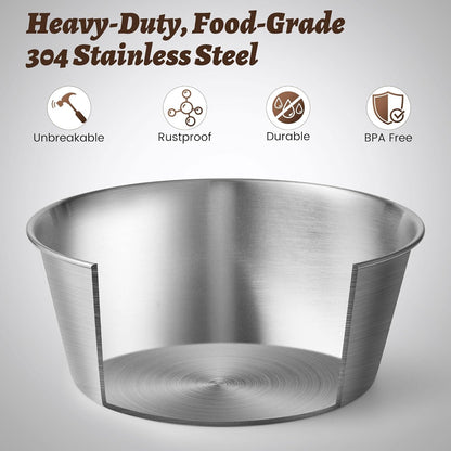 Elevated Dog Bowls for Medium&Small Dogs - Stainless Steel 48oz/6 Cups Raised Feeder with Non-Slip Base, Dual Food & Water Bowls 2-Pack