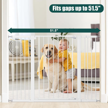 keny 29.7"-46" Baby Gate for Stairs, Auto Close Dog Gates for Doorways, Pressured Mounted No Drilling Pet Gate Extra Wide, One-Hand Opening Dual Lock Stair Gate, Indoor Kids Necessities, Black