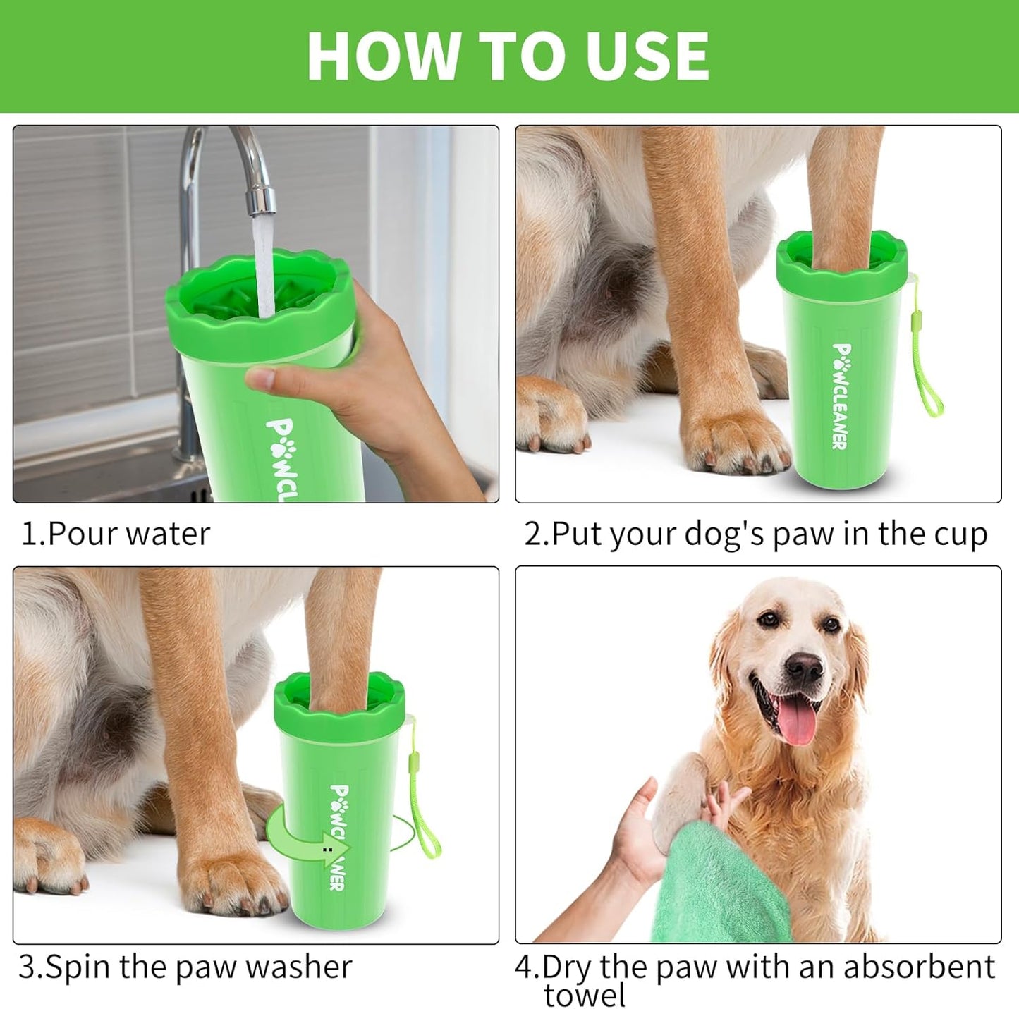 Professional 7 in 1 Dog Paw Cleaner for Dogs & Cats - Includes 1 Portable Paw Washer, 1 Bath Brush, 2 Dog Toothbrushes and 3 Absorbent Towels Note: Fits Paws up to 2 Inches Wide (Small, Blue)