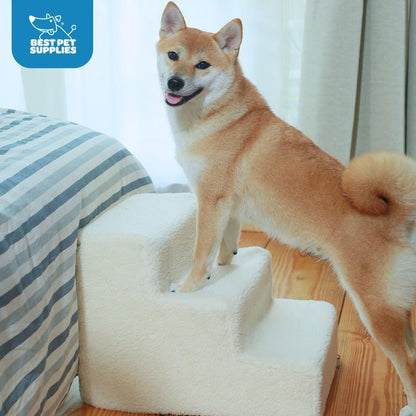 Best Pet Supplies Dog Stairs & Steps - Foam Steps for Small Dogs & Cats, Non-Slip Indoor Balanced Pet Step Support, Dog Ramp, No Assembly, Pale Teal, 3-Step (13.5-inch Height)