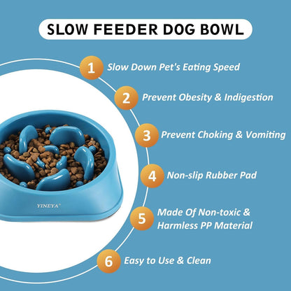 YINEYA Slow Feeder Dog Bowls, Pet Supplies that Slow Down Eating, Pet Food Bowls, Maze Dog Puzzle Feeder for Medium Breed
