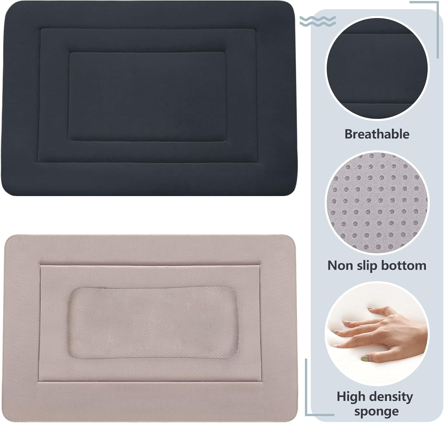 Dog Bed Soft Dog Crate Bed Pad Mat, 42 in Non Slip Bottom Washable Beds for Large Dogs, Pet Bed Mattress Kennel Pad, Dark Gray