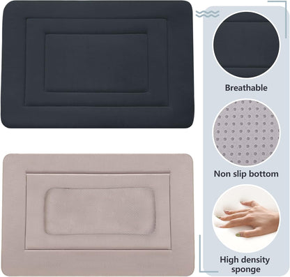 Dog Bed Soft Dog Crate Bed Pad Mat, 42 in Non Slip Bottom Washable Beds for Large Dogs, Pet Bed Mattress Kennel Pad, Dark Gray