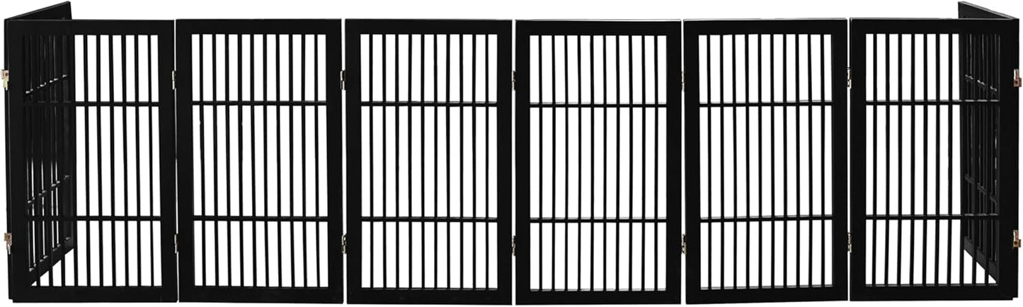 Urnporium Freestanding Wooden Dog Gate for Doorways – Foldable Acacia Wood Pet Gate, No Drill Portable Indoor/Outdoor Puppy Fence Barrier (White Pet Gate, 3 Panel 24" Tall)