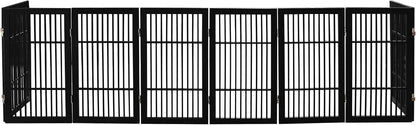 Urnporium Freestanding Wooden Dog Gate for Doorways – Foldable Acacia Wood Pet Gate, No Drill Portable Indoor/Outdoor Puppy Fence Barrier (White Pet Gate, 3 Panel 24" Tall)