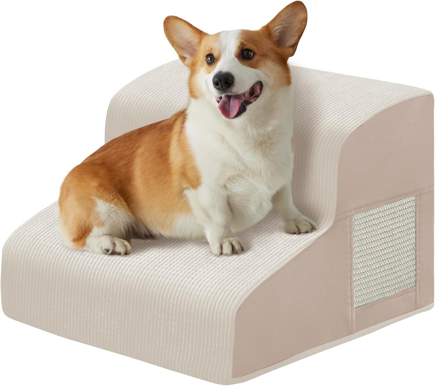 Dogs Steps for Bed, Dog Stairs for Small Dogs, 2-Step Dog Ramp for Bed, Couch, Sofa, and Chairs, Non-Slip Bottom Design, Cat Scratching, High Density Foam Portable Pet Step, Indoor, Grey