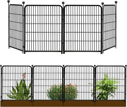 Getlay 36 in(H) Garden Fence, Wide Gate Low Threshold, 10 Panels Total 22.1 Ft(L) Heavy Duty Iron Animal Barrier Fence for Yard,Suitable for Indoor Or Outdoor Dog Fencing,Garden Border Fence