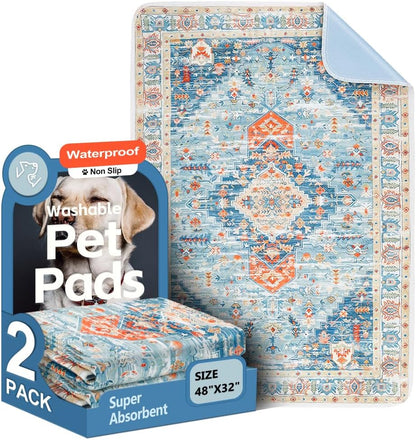 Washable Pee Pads for Dogs, 2 Pack Reusable Puppy Training Pads 40"x26" Super Absorbent Waterproof Dog Training Pads, Non-Slip Potty Pads, Whelping Pads Litter Mat