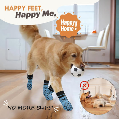 Anti Slip Dog Socks to Prevent Licking Paws, Dog Shoes for Hot/Cold Pavement, Dog Boots on Hardwood Floors, Traction Control Dog Booties & Paw Protectors for Small Medium Large Senior Dogs