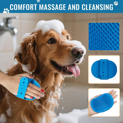 Pjordo 8 in-1 Dog Grooming Kit - Supplies for Short and Long Hair Dogs & Cats, Dog Brushes for Grooming, Dematting Comb for Pet, Bath Brush, Flea Comb, Pet Donditioner, Set in Blue