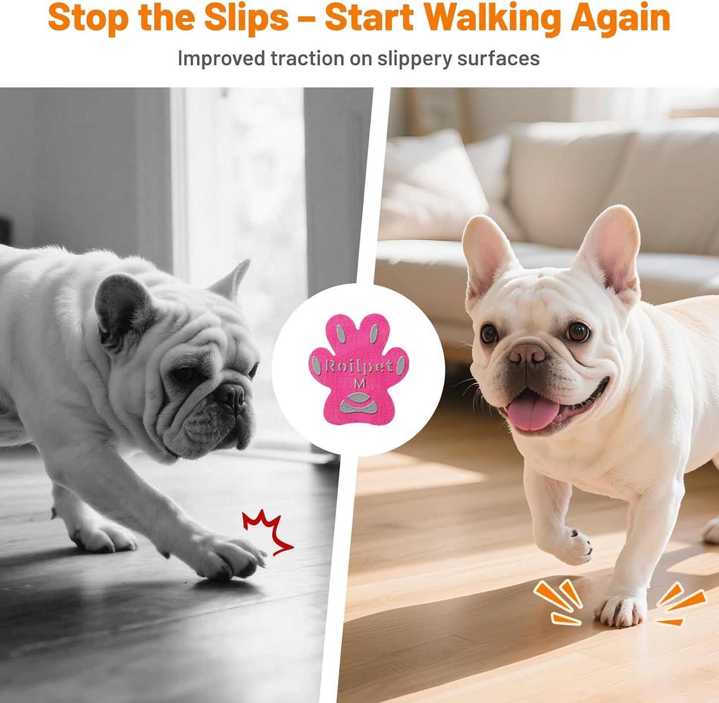 Dog Paw Protector Anti-Slip Pads, Toe Grips for Senior Dogs to Prevent Slipping on Hardwood Floors, Stronger Self-Adhesive Paw Pad Provide Traction for Elderly, Injured Pets (12 Sets - 48Pads, XL)