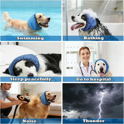 2 Pcs Pet Ear Muffs and Grooming Gloves, Swimming Waterproof Dog Ears Caps, Wearable Glove Design Shampoo Scrubber for Cat, Dehairing Brush for Most Cats, Dogs (M)