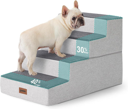 ZOMISIA Dog Ramp for Large Dogs - 24"H 5-Step Pet Stairs for High Beds with Tunnel, 2-in-1 Design with Zippers, Suitable for Indoor Cat Ladders with Non-Slip Bottom, Beige