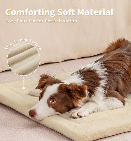 Made4Pets Dog Crate Pad Bed for Medium Large Dogs, Washable & Reversible, Anti-Slip Kennel Mat for Cozy Sleeping, Soft Fluffy Dog Bed for Indoor & Outdoor Use, 35"x23", Gray