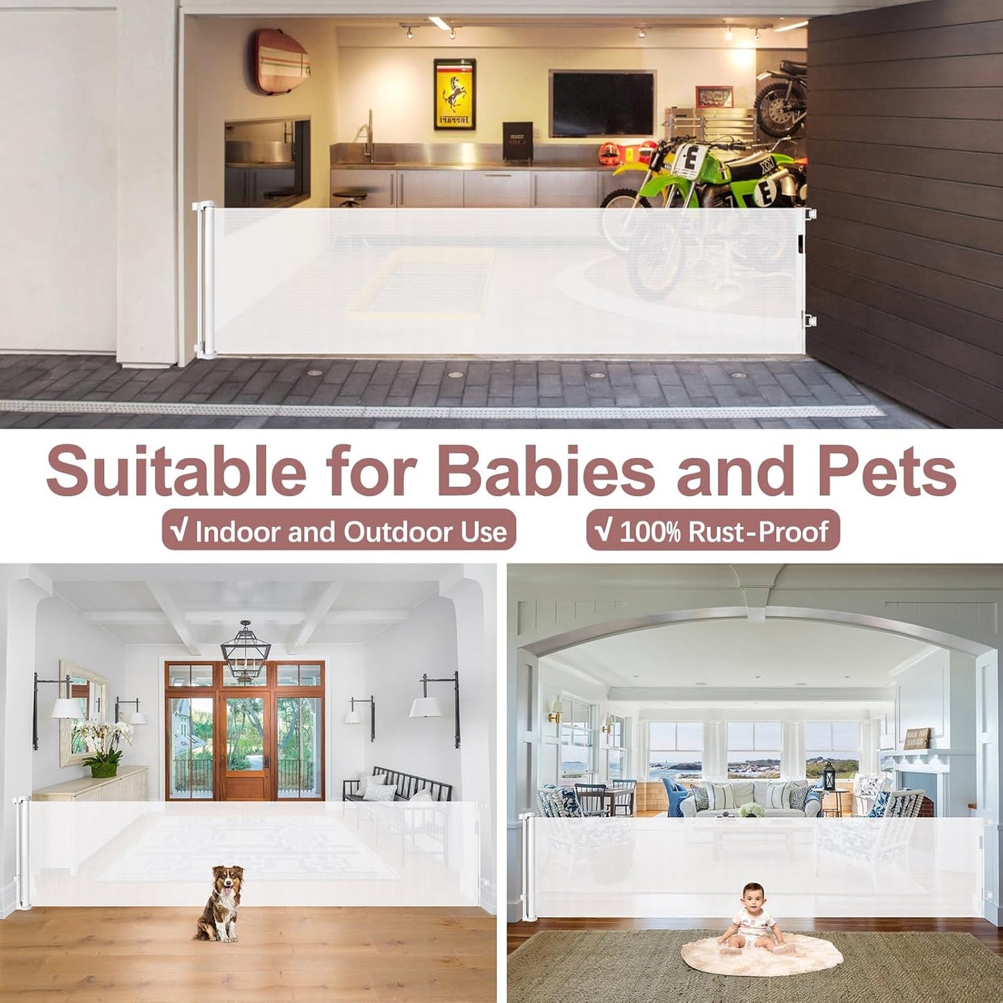 Extra Wide Baby Gate for Large Openings Retractable Baby Gates Indoor Outdoor Extra Long Dog Gate for Doorway Stair Gates for Kids or Pets Extra Large Dog Gate for Stairs