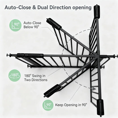 Extra Wide Baby Gate 85.8-90.5" Dog Gate Indoor Pressure Mounted No Drill Safety Gate for Large Entries, Kitchen,Stairs & Doorways, Black Metal Indoor Pet Gate for Kids & Dogs