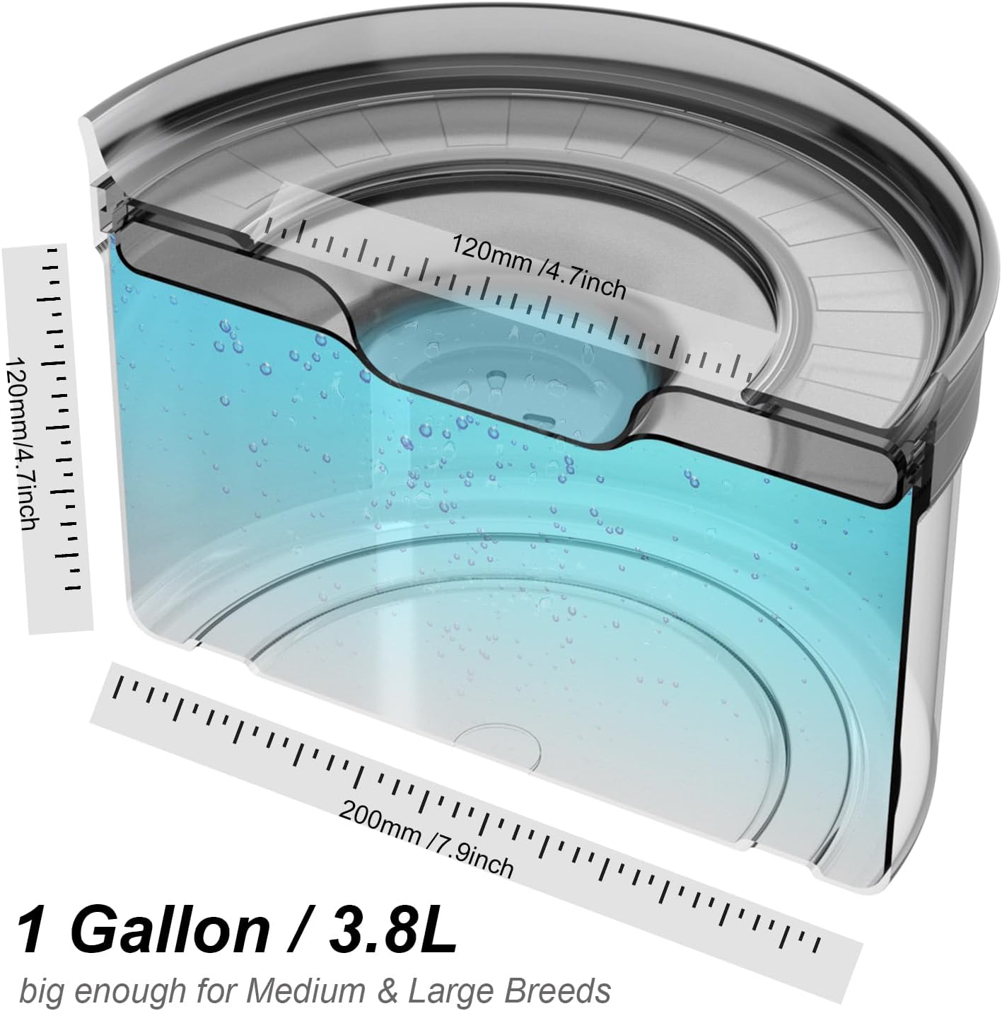 Techphardo 1Gallon No Spill Dog Water Bowl-3.8L Large Capacity, BPA-Free, Anti-Splash & Anti-Digging Design with Non-Slip Base for Messy Drinkers