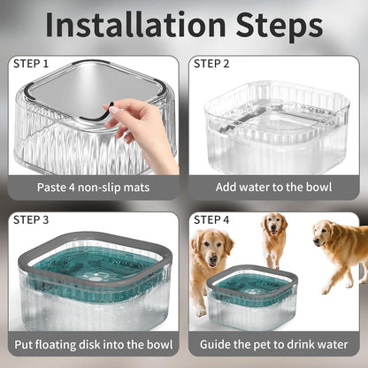 3L Dog Water Bowl No Spill 101oz Large Capacity Spill Proof Slow Drinking Water Feeder No Splash Pet Water Bowl Vehicle Carried Travel Dog Bowl for Sloppy Messy Drinkers Cats(Purple)