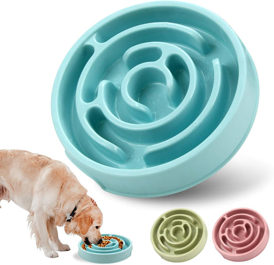 Ceramic Slow Feeder Dog Bowls with Anti-Slip, Slow Feeder & Non-Slip Design, Boredom and Anxiety Reducer, Suitable for All Breed Dogs and Cat (Ceramic-White)