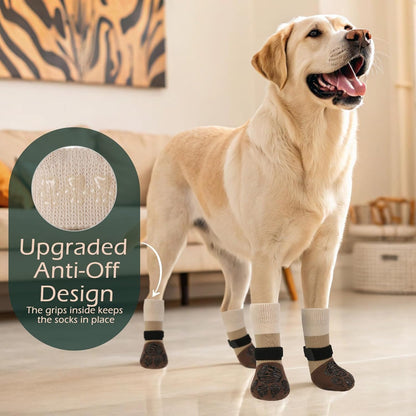 EXPAWLORER Anti Slip Dog Socks to Prevent Licking Paws, Dog Shoes for Hot Pavement Walk, Dog Booties for Hardwood Floors, Dog Boots & Paw Protectors with Grippers for Small Medium Large Senior Dogs M