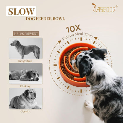 JASGOOD Slow Feeder Dogs Bowl for Large Medium Dogs,Anti-Gulping Pet Slower Food Feeding Bowls Stop Bloat,Preventing Choking