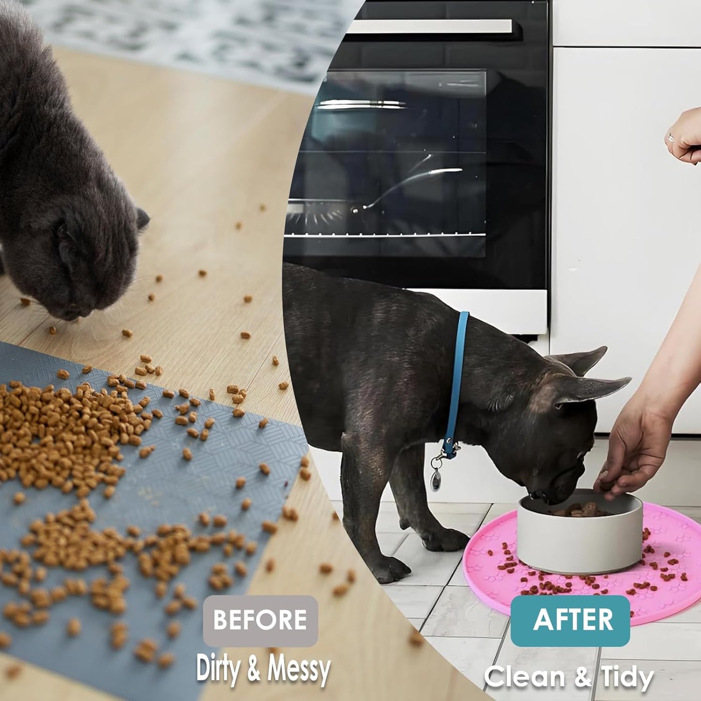 Pet Feeding Mat, Waterproof, Raised Edges to Prevent Spills, Easy Clean in Dishwasher, Dogs and Cats Placemat Tray to Stop Food and Water Bowl Messes on Floor(1Pack Beige)