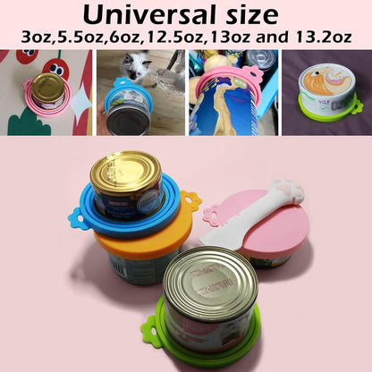 Food Can Lids, 4 Pcs Silicone Pet Food Can Covers for Dog & Cat Food, One Tin Cap Fit Most Standard Size Dog Cat Food Canned（Multicolor）…