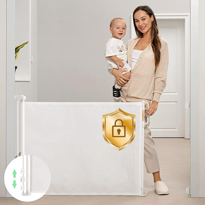 Momcozy Retractable Baby Gate, Mesh Baby Gate or Mesh Dog Gate, 33" Tall,Extends up to 71" Wide, Child Safety Gate for Doorways, Stairs, Hallways, Indoor/Outdoor