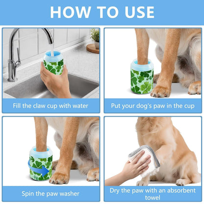 Dog Paw Cleaner Cups for Dogs Pet Foot Washer Paw Scrubber for Medium Small Dogs Cats Cleaning Cup Cute Yellow Fiesta Guitars Cacti and Ethnic Birds