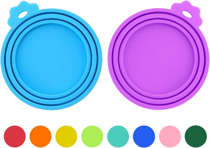 2 Pack Pet Food Can Covers, Silicone Universal Can Lids for Dog & Cat Food, BPA Free, One Fit Most Standard Size Food Cans Green/Blue