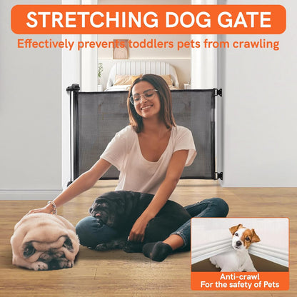 Extra-Wide Retractable Baby & Pet Gate - 31" Tall, Extends up to 71" Wide, Easy One-Hand Operation, Family Choice Award Winner, Safe for Kids & Pets, Indoor & Outdoor, Black