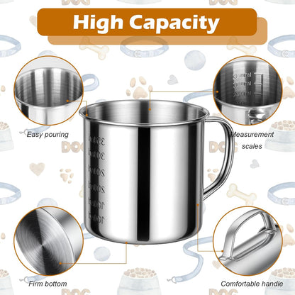 2 Pcs Dog Food Scoop 1 Cup,304 Stainless Steel Measuring Cups with Handle Pet Food Scoop Cup Measuring Scoop for Dogs, Cats, Birds & Rabbits – Ideal for Dry Food & Treats (1 CUP)