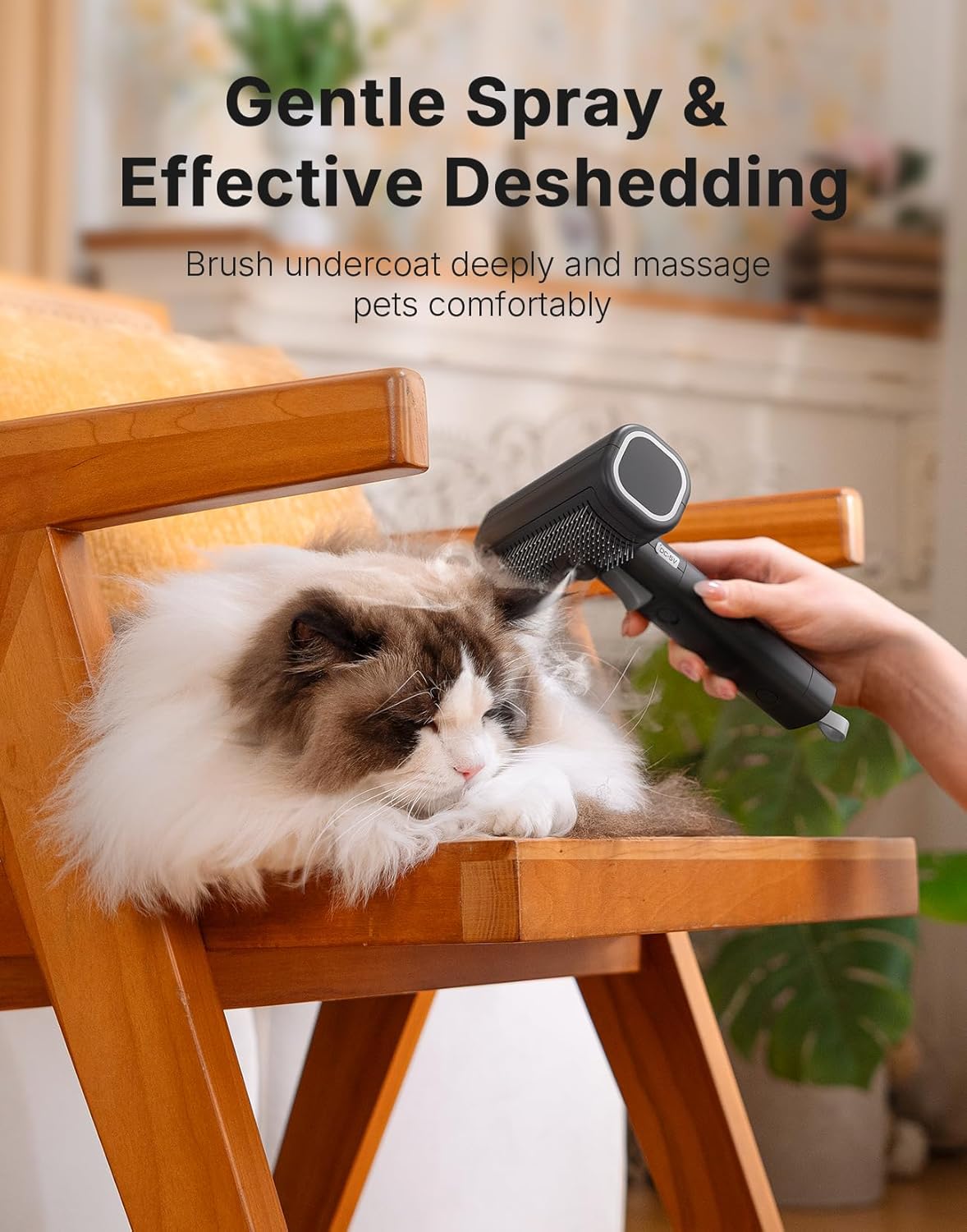 4-in-1 Cat Brush for Shedding, Undercoat Dog Grooming Rake for Deshedding Dematting, Hair Removal Comb Brush for Long & Short Haired Indoor Pets