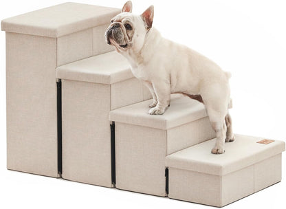 Love's cabin Dog Stairs with Storage 13" H, Foldable Pet Stairs for Small Medium or Large Dogs, Cat Puppy Steps Ramp with Zip up to 150 lbs, Solid Grey, 2 Steps